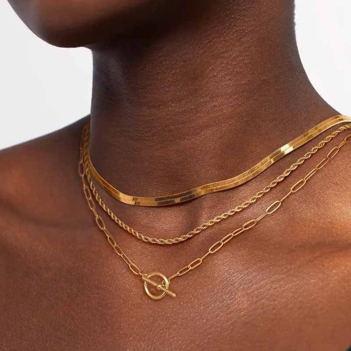 Classic 3-Layer Stacking Chain Necklace Set