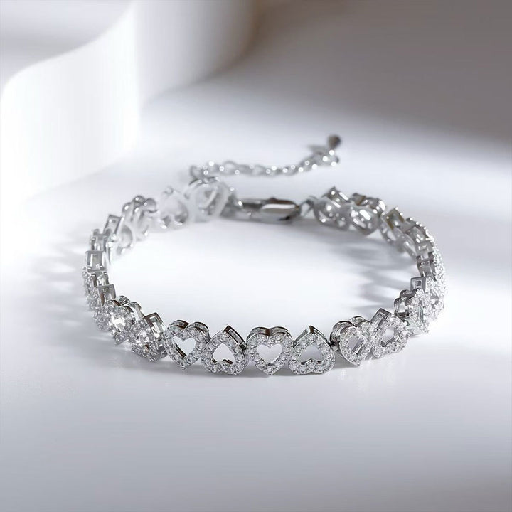 Eternal Hearts · Pavé Crystal Hollow Heart Link Bracelet