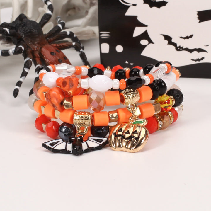 Halloween Spooky-Cute Party Multi-Layer Beaded Letter Stack Bracelet Set