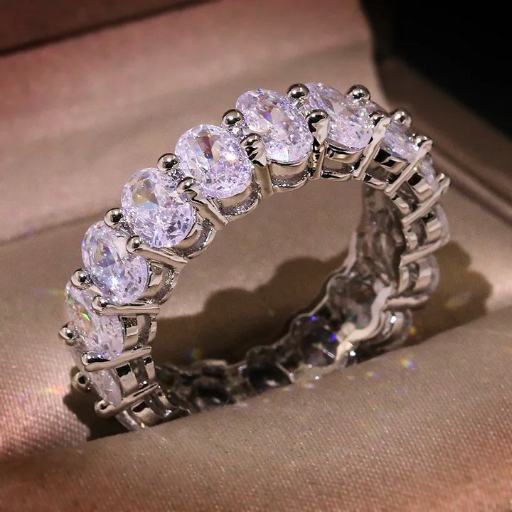 Oval Glow Full Band Multi-Tone Oval-Cut Paved Ring
