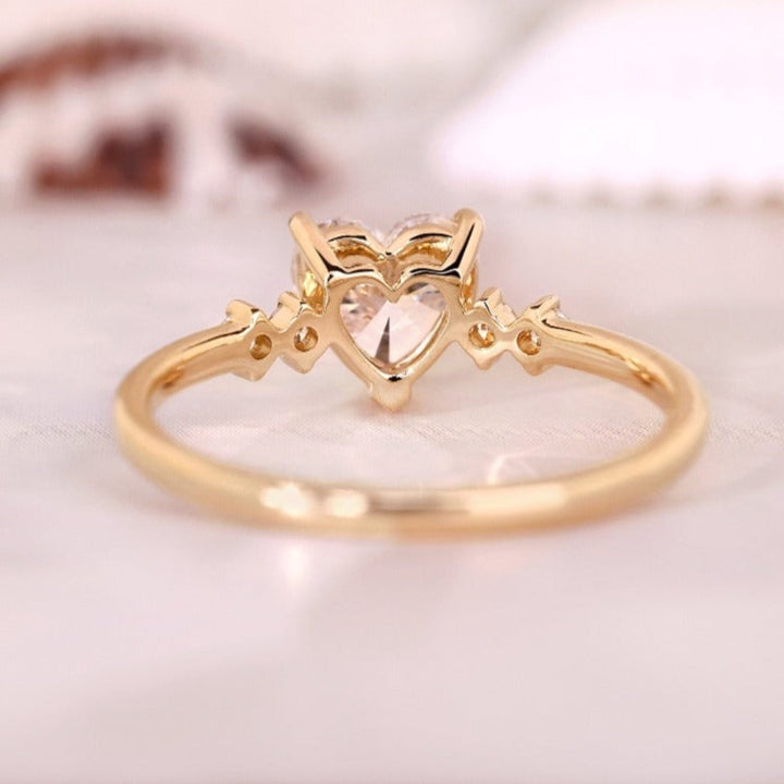 Whispers of Love Heart-Cut Moissanite Side-Stone Ring