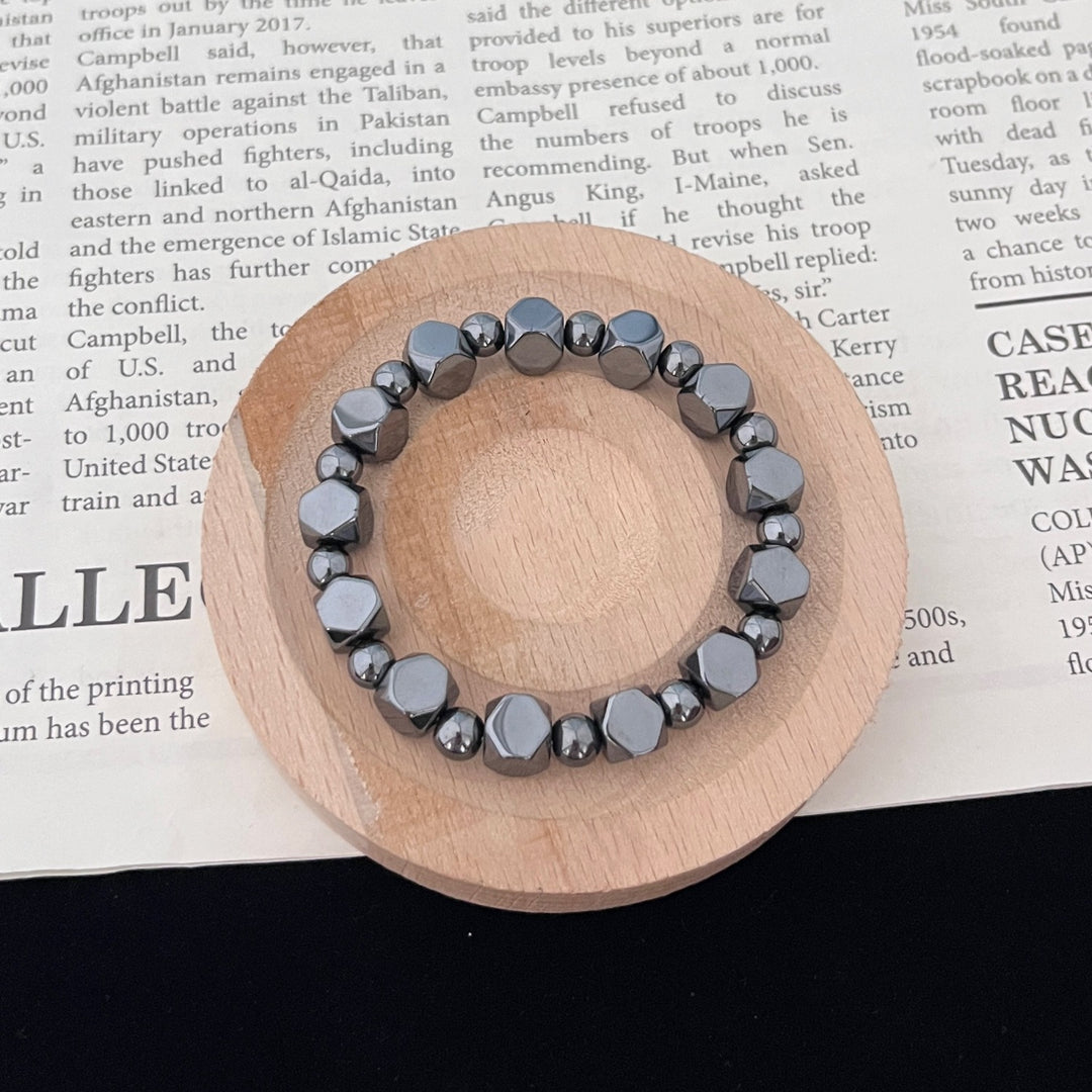 Shield of Energy Natural Hematite Geometric Cut Protective Bracelet
