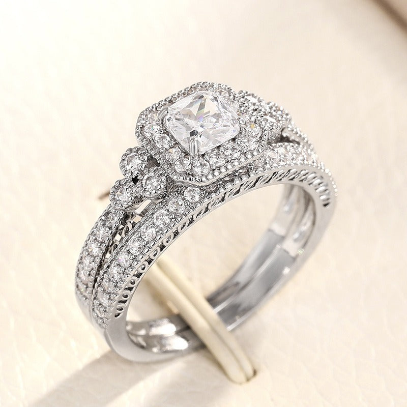 Luxe Diamond Duo Three-Tone Paved Ring Set