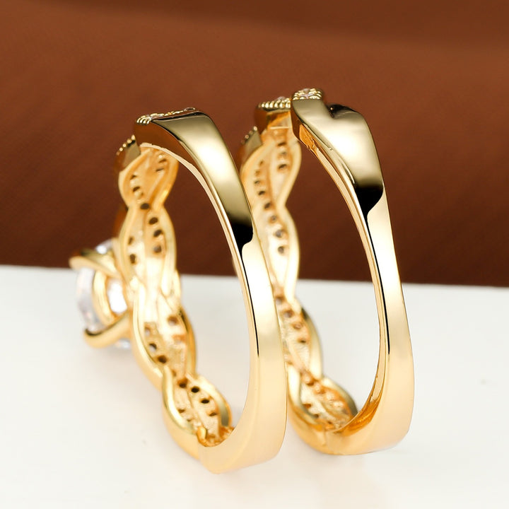 Wave Diamond Bond Two-Tone Full Pavé Wave Ring Set