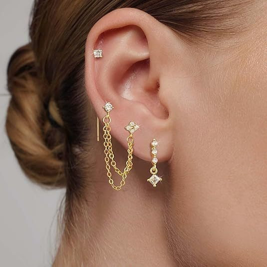 Starlit Stack S925 Silver Diamond Earring Set Versatile Elegance at Your Ears