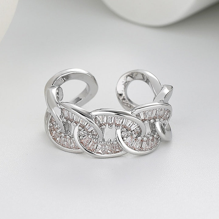 Chainlight Whisper Two-Tone Pave Cuban Link Open Ring