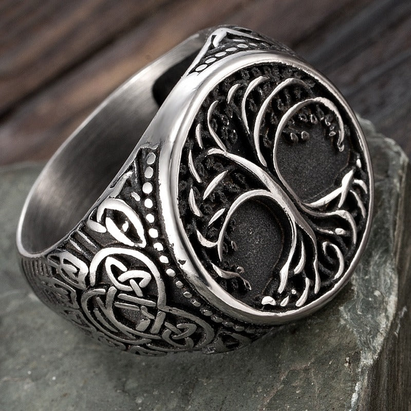 Tree of Life Guardian S925 Silver Celtic Knot Vintage Oxidized Ring