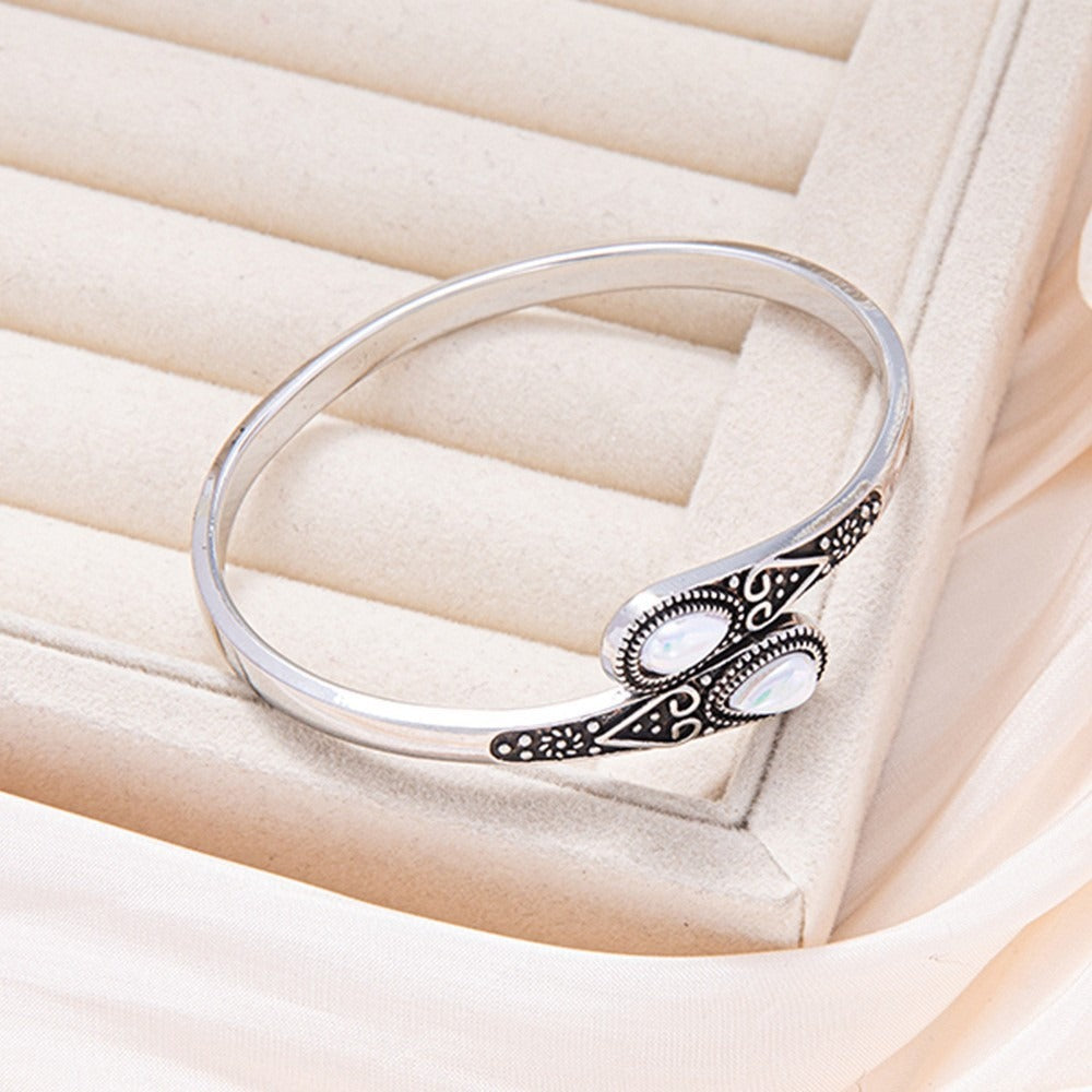Guardian's Grace Sterling Silver Vintage Multi-Gemstone Open Cuff Bracelet