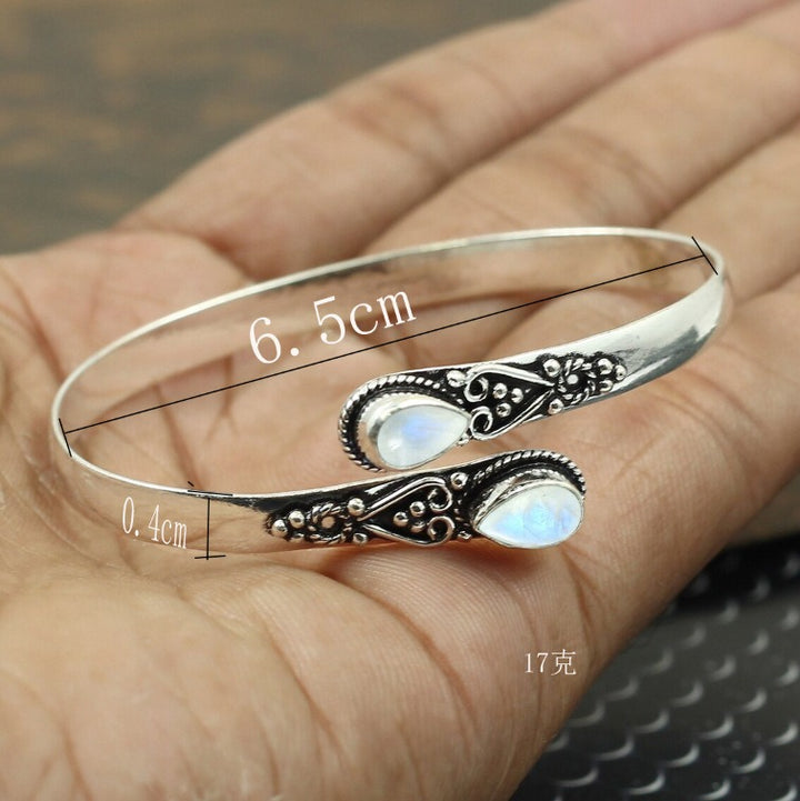 Guardian's Grace Sterling Silver Vintage Multi-Gemstone Open Cuff Bracelet