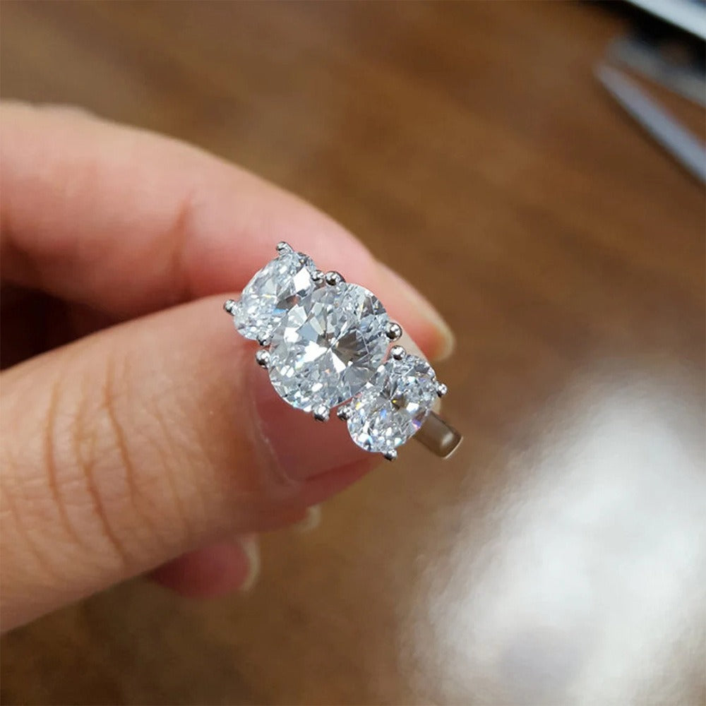 Eternal Vow White Gold Oval Cut Three-Stone Ring