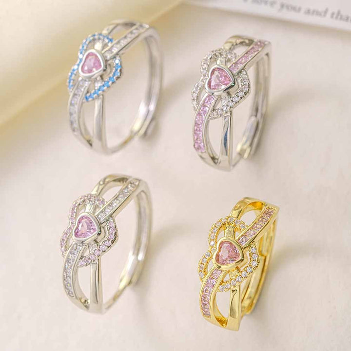Endless Promise Two-Tone Heart Pave Open Ring