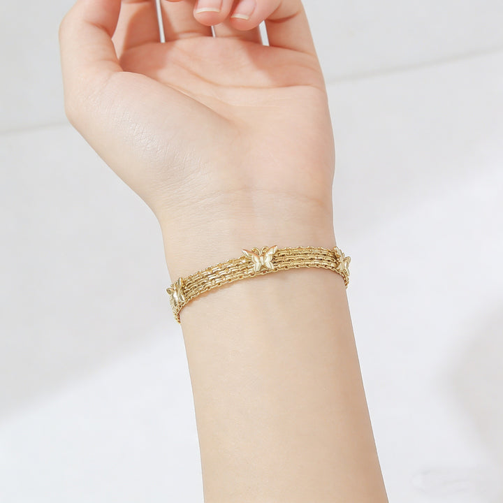 Butterfly Glow 18K Gold White Gold Multi-Layer Woven Bracelet