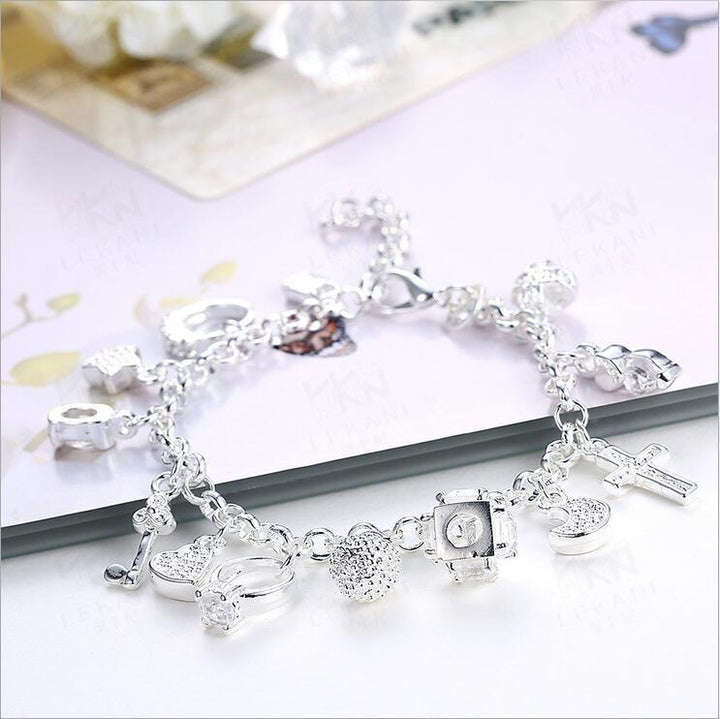 Wish Collection S925 Sterling Silver 12 Charm Bracelet