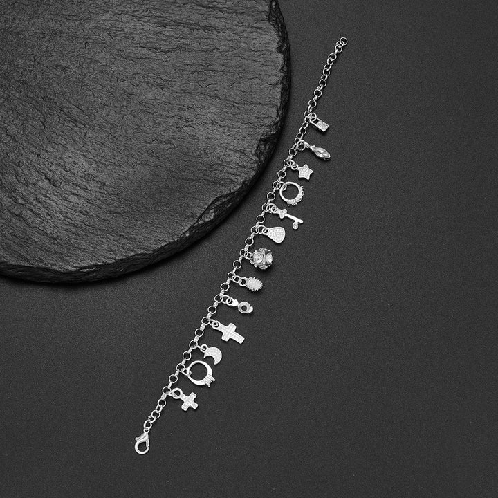 S925 Sterling Silver Vintage Multi-Charm Bracelet