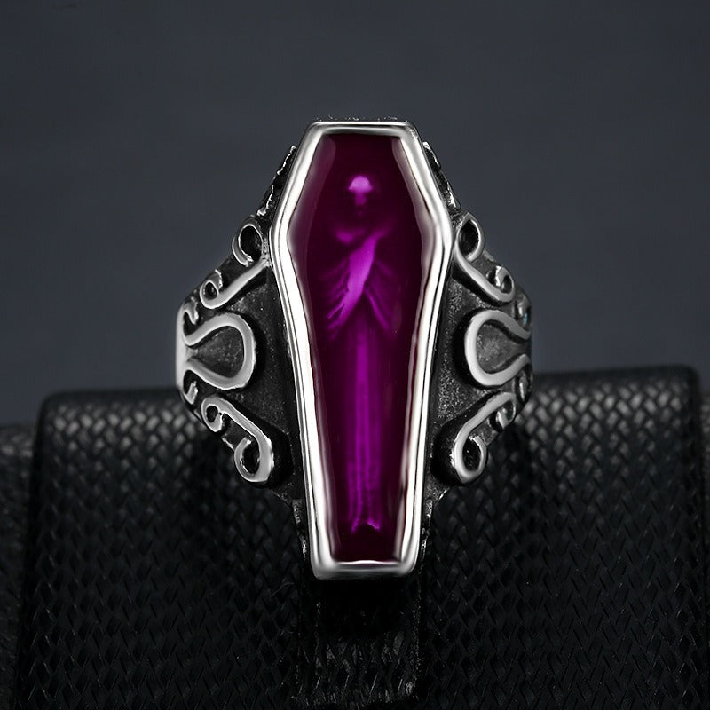Midnight Coffin S925 Sterling Silver Vintage Gothic Coffin Ring