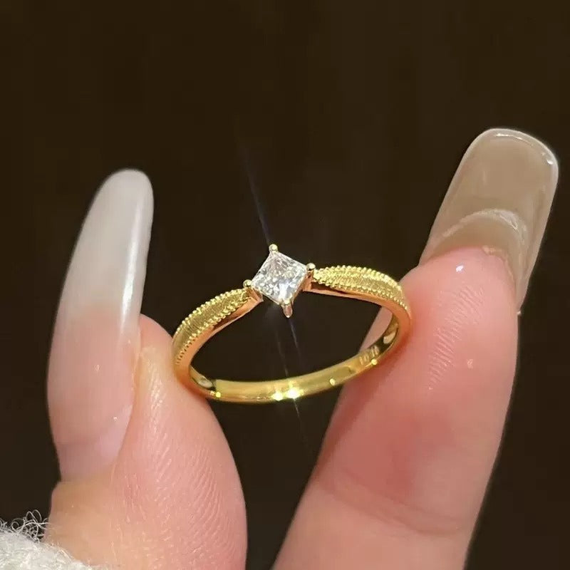 Woven Gold Promise Couple Rings