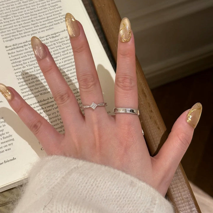 Woven Gold Promise Couple Rings