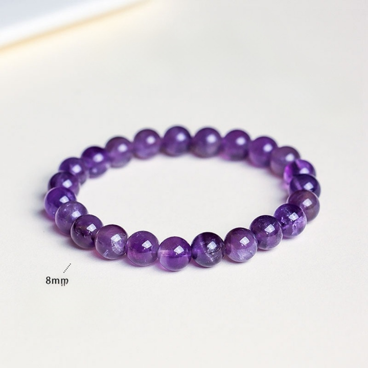 Natural Uruguay Amethyst Round Bead Bracelet