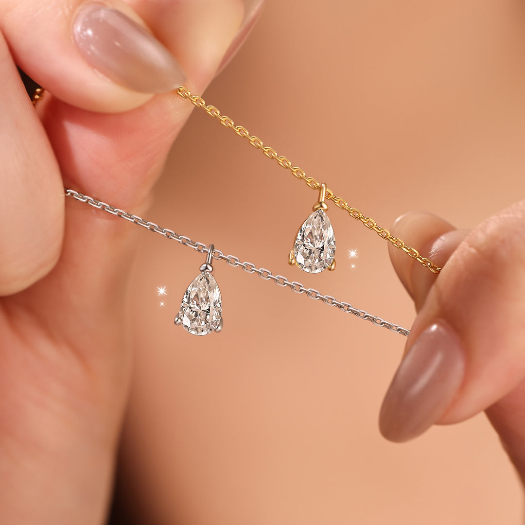 Classic Teardrop · S925 Sterling Silver Pear-Cut Solitaire Necklace