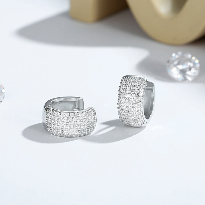 18K Gold & Silver Bold Pave Huggie Hoops