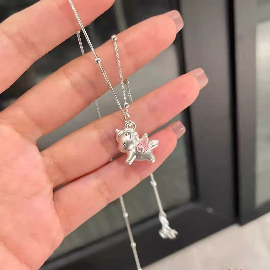 S925 Silver Flying Unicorn Necklace