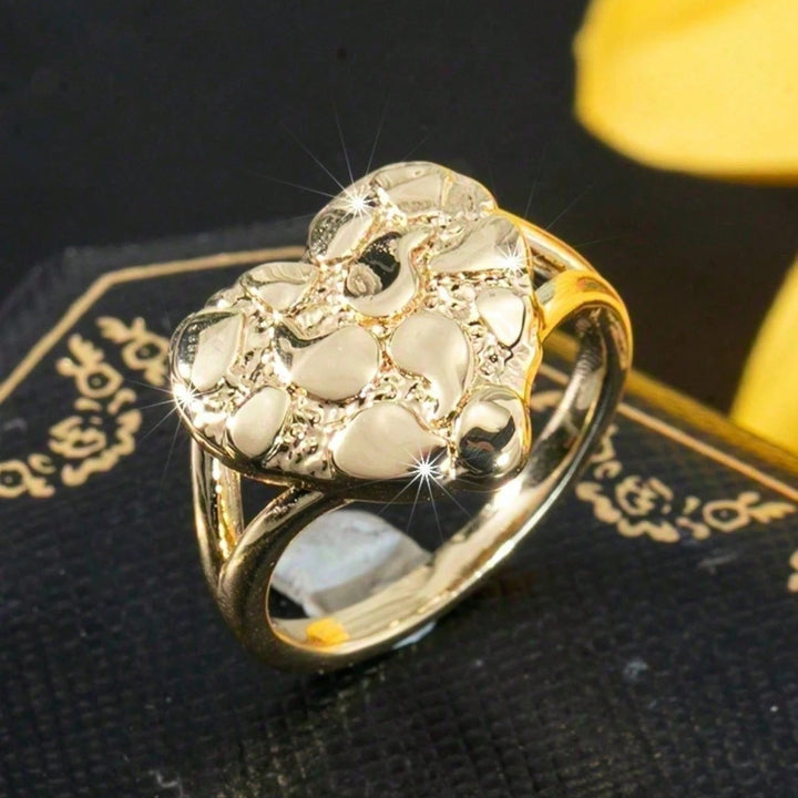 18K Gold Textured Wide Band Ring (2 Styles Available)