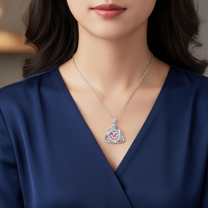 S925 Silver Celtic Knot Birthstone Necklace