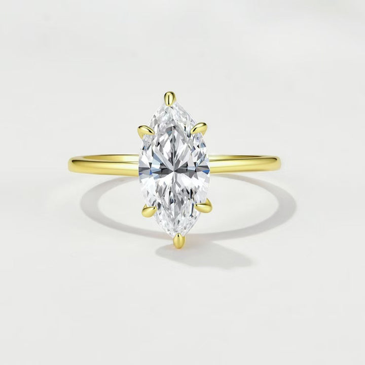 18K Gold Marquise Crown & Open Band Stackable Ring Set