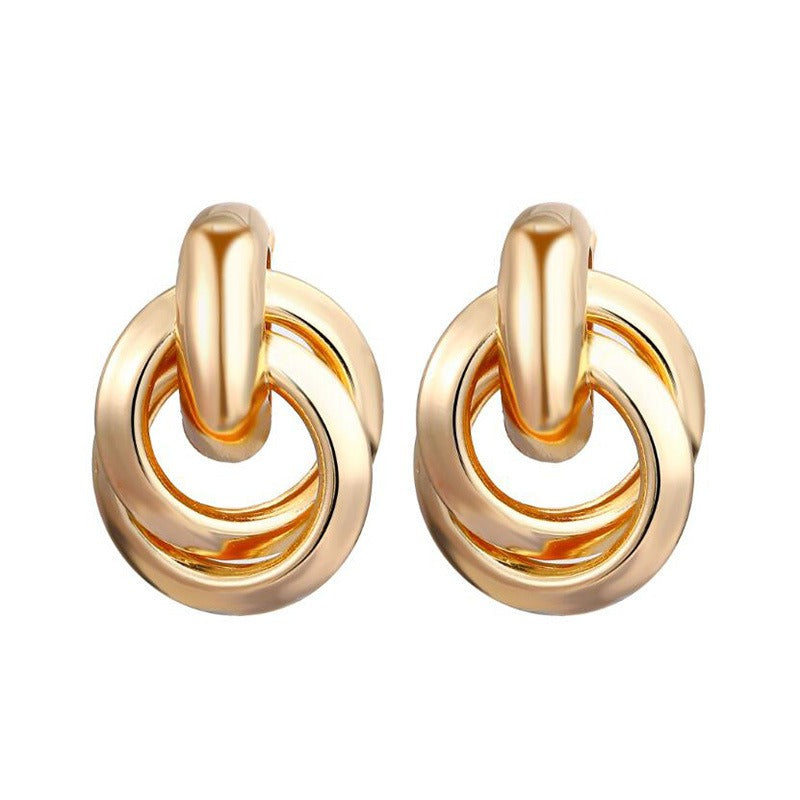 18K Gold & Silver Plated Polished Finish Minimalist Sculptural Knot Stud Earrings