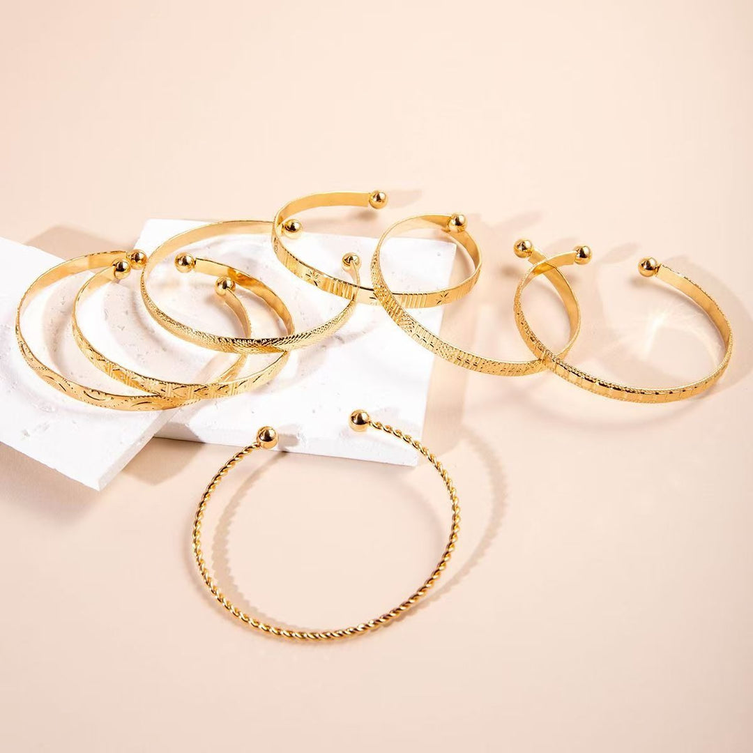 Gold & Silver Vintage Twisted & Geometric Stackable Bangle Set