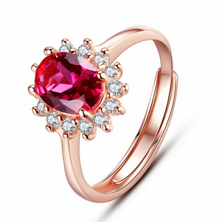 18K Rose Gold Diamond Halo Vintage Pigeon Blood Ruby Ring