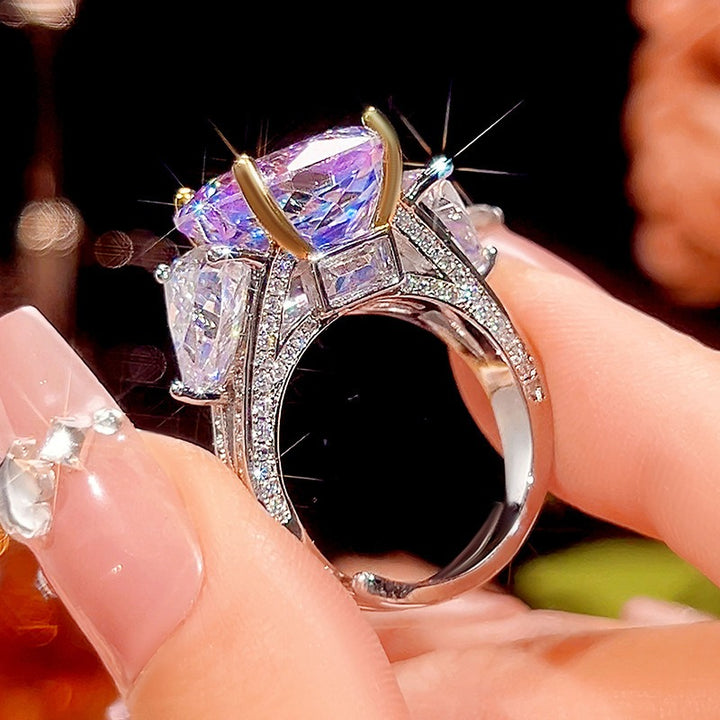 Y2K Kaleidoscope Cut Statement Open Ring Maximalist Three-Stone Ring