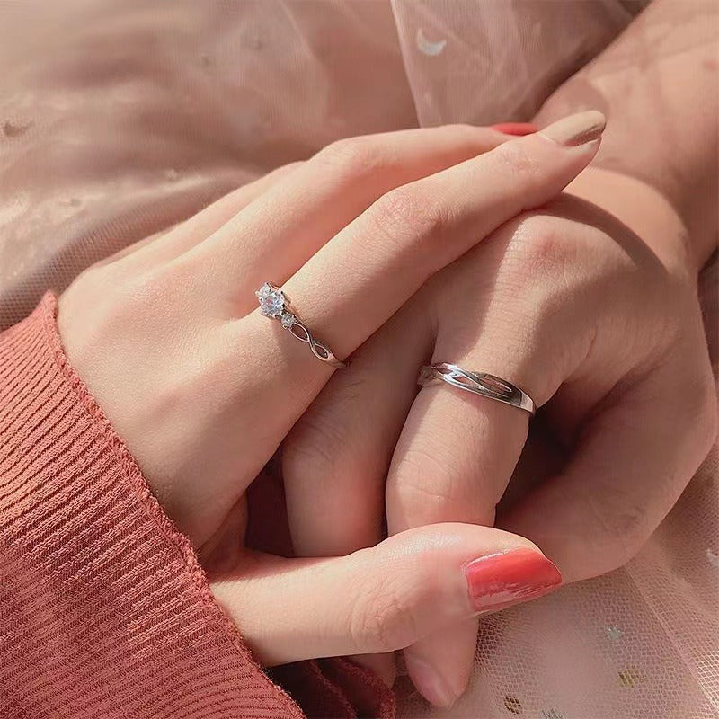 S925 Sterling Silver Intertwined Vine Open Couple Rings