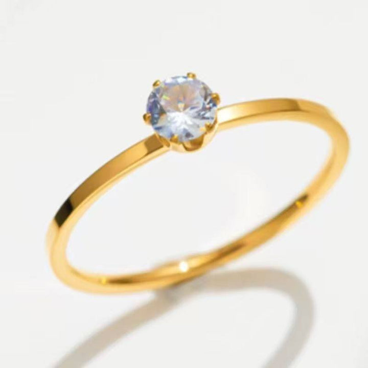 Minimalist Glow · 18K Gold Plated Slim Solitaire Ring