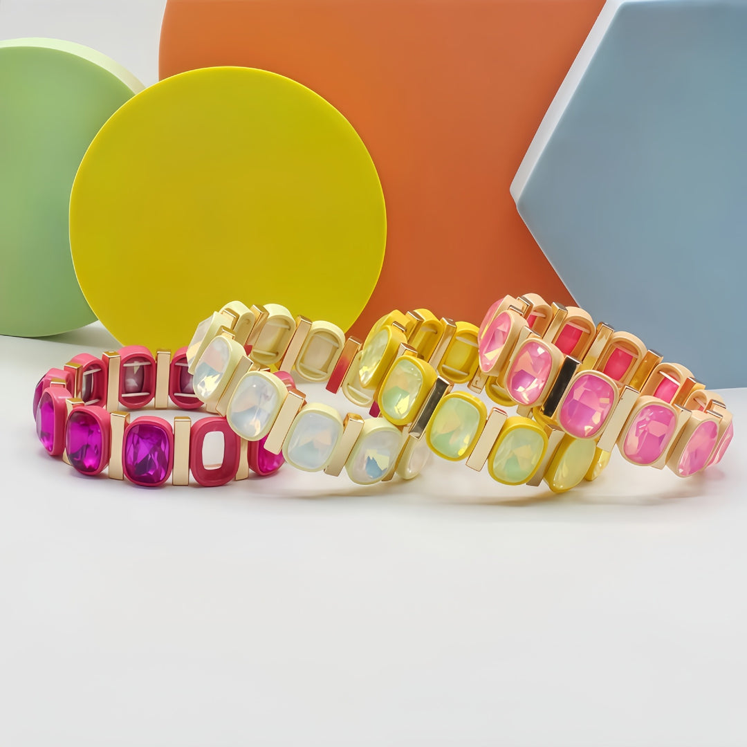 Vintage Y2K Crystal Enamel Stretch Bracelet