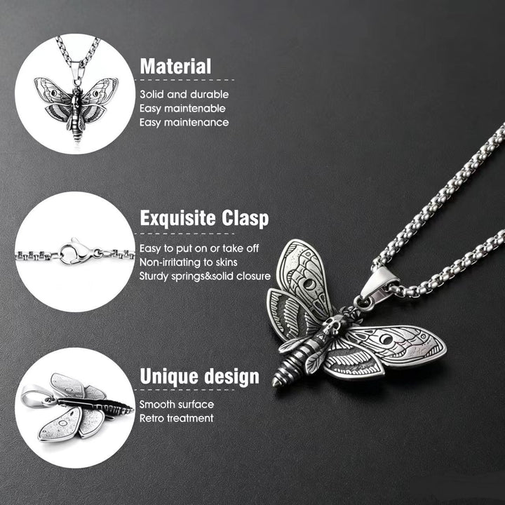 Gothic Death Moth Skull Necklace