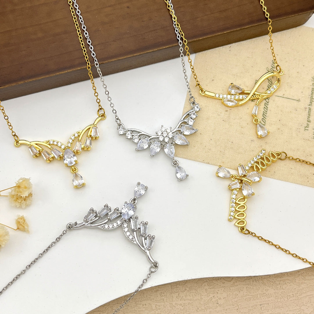 French Romance · Vintage Floral Vine Marquise & Teardrop Pavé Necklace