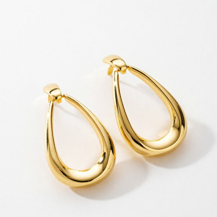 Minimalist Teardrop Chunky Hoop Earrings Modern Sculptural Drop Earrings