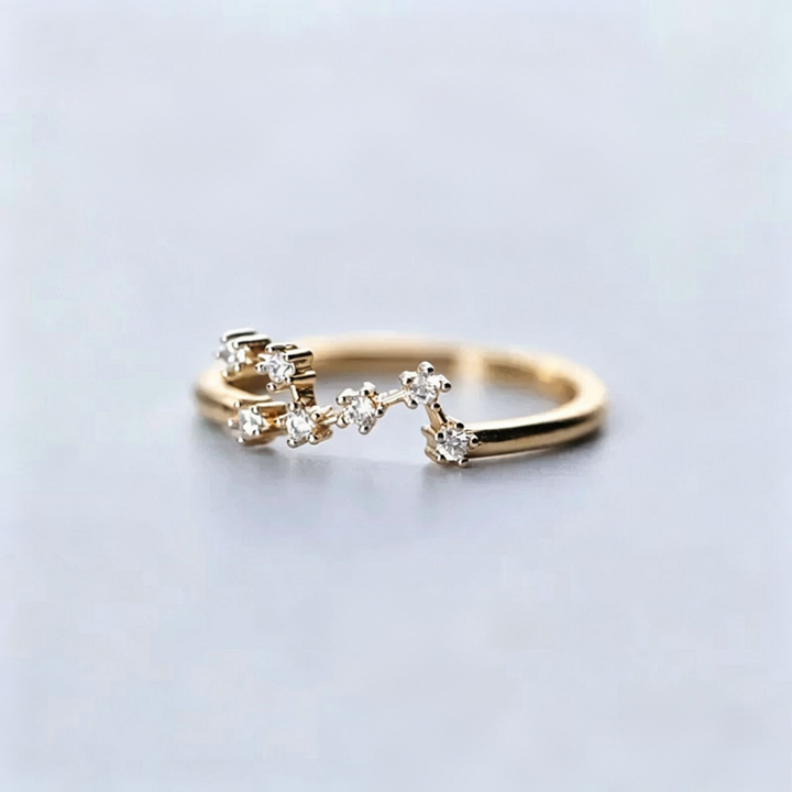 S925 Sterling Silver Zodiac Open Ring Constellation Pavé Ring