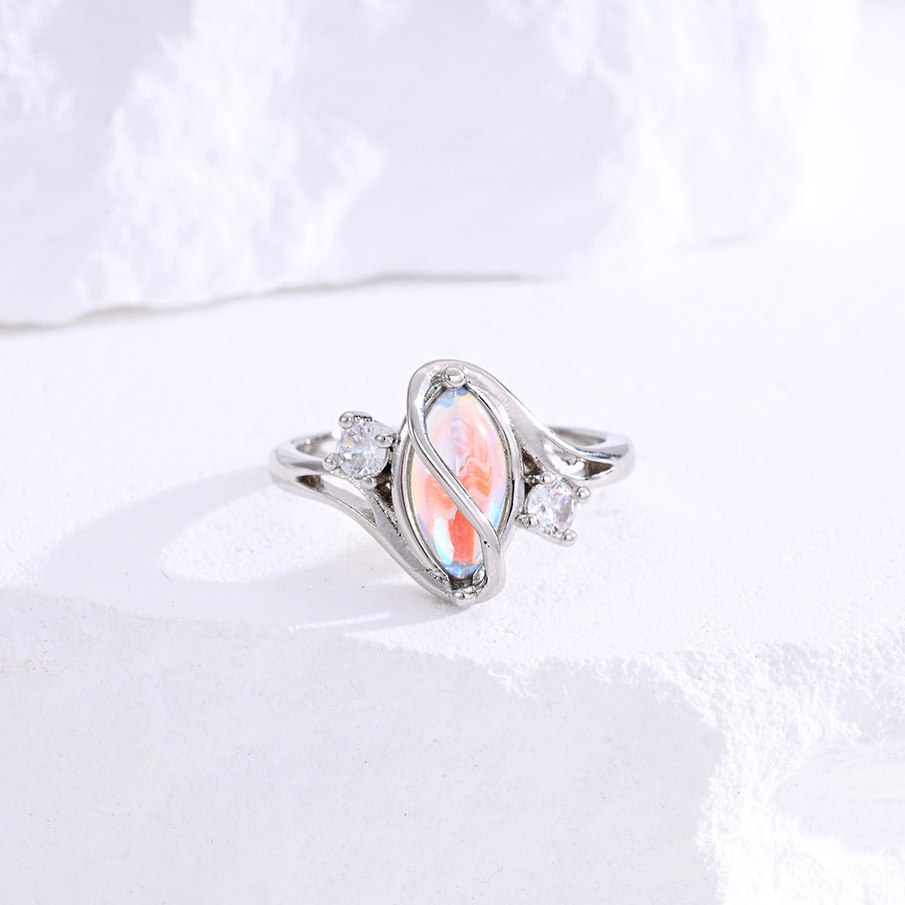 S925 Sterling Silver Rainbow Moonstone Ring | Balance Feminine Power | Spiritual Shield for Everyday