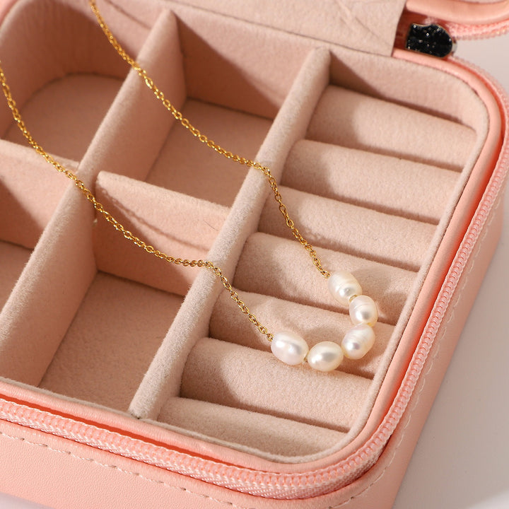 Timeless Serenity 18K Gold Plated Natural Freshwater Pearl Collarbone Necklace