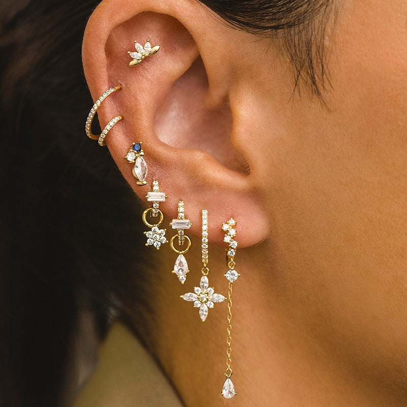 18K Gold Earring Set Celestial, Butterfly Western Charms