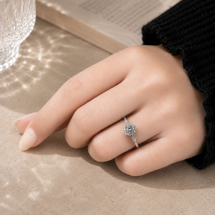 S925 Sterling Silver Classic Oval Cut Ring Vintage Elegant CZ Engagement Ring