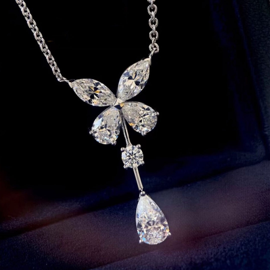 S925 Sterling Silver Teardrop Bow Y-Necklace