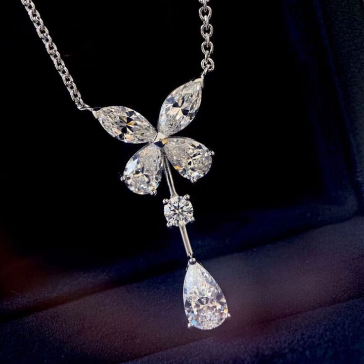 S925 Sterling Silver Teardrop Bow Y-Necklace
