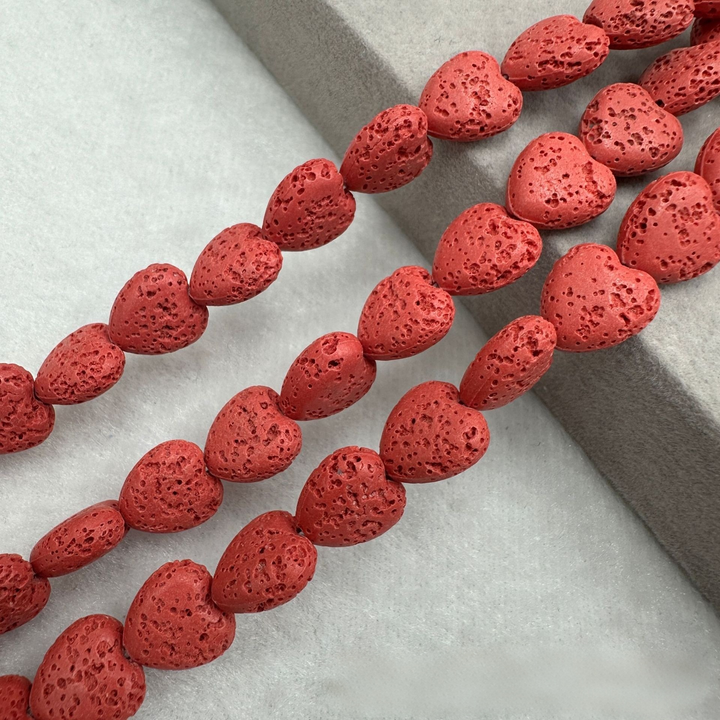 Heart-Shaped Natural Lava Stone Beads