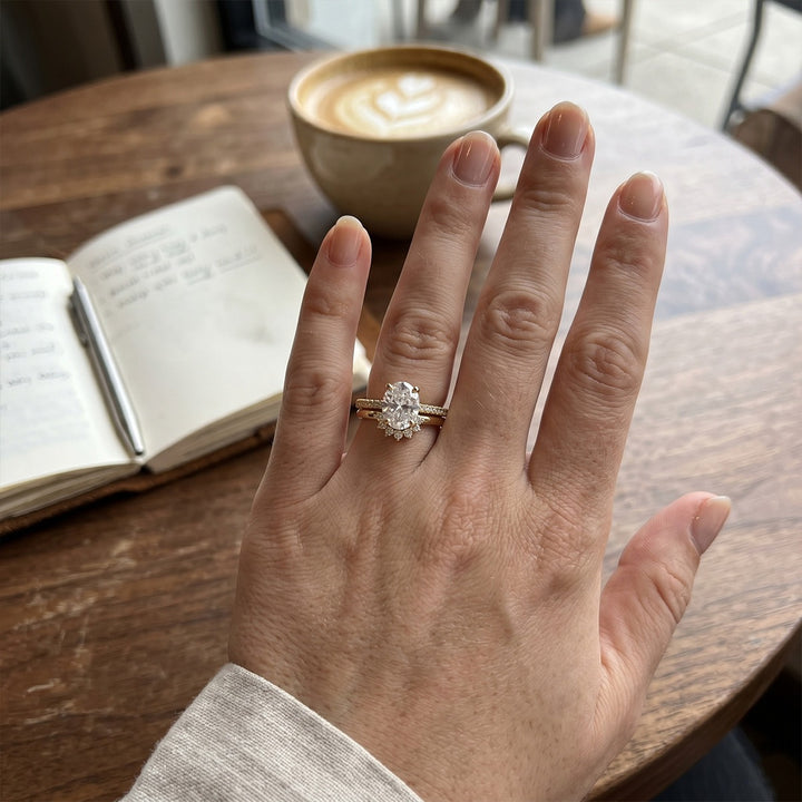 S925 Sterling Silver Classic Oval Cut Bridal Ring Set