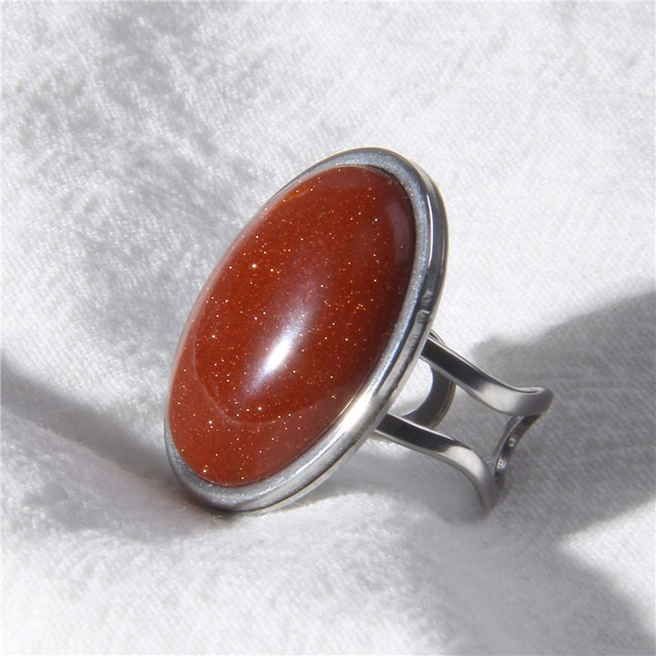 Vintage Natural Gemstone Open Ring