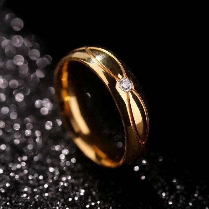 18K Gold Intertwined Couple Rings Wide Band Wedding Bands