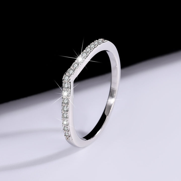 S925 Sterling Silver Three-Stone & Contour Pavé Stacking Ring Set